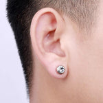 El Regalo 2 Pairs Non-Pierced CZ Magnetic Clip-On Unisex Earrings for Men/Women/Girls/Boys - Colorful CZ Fake Crystal Ear Stud Earrings (Blue & White)