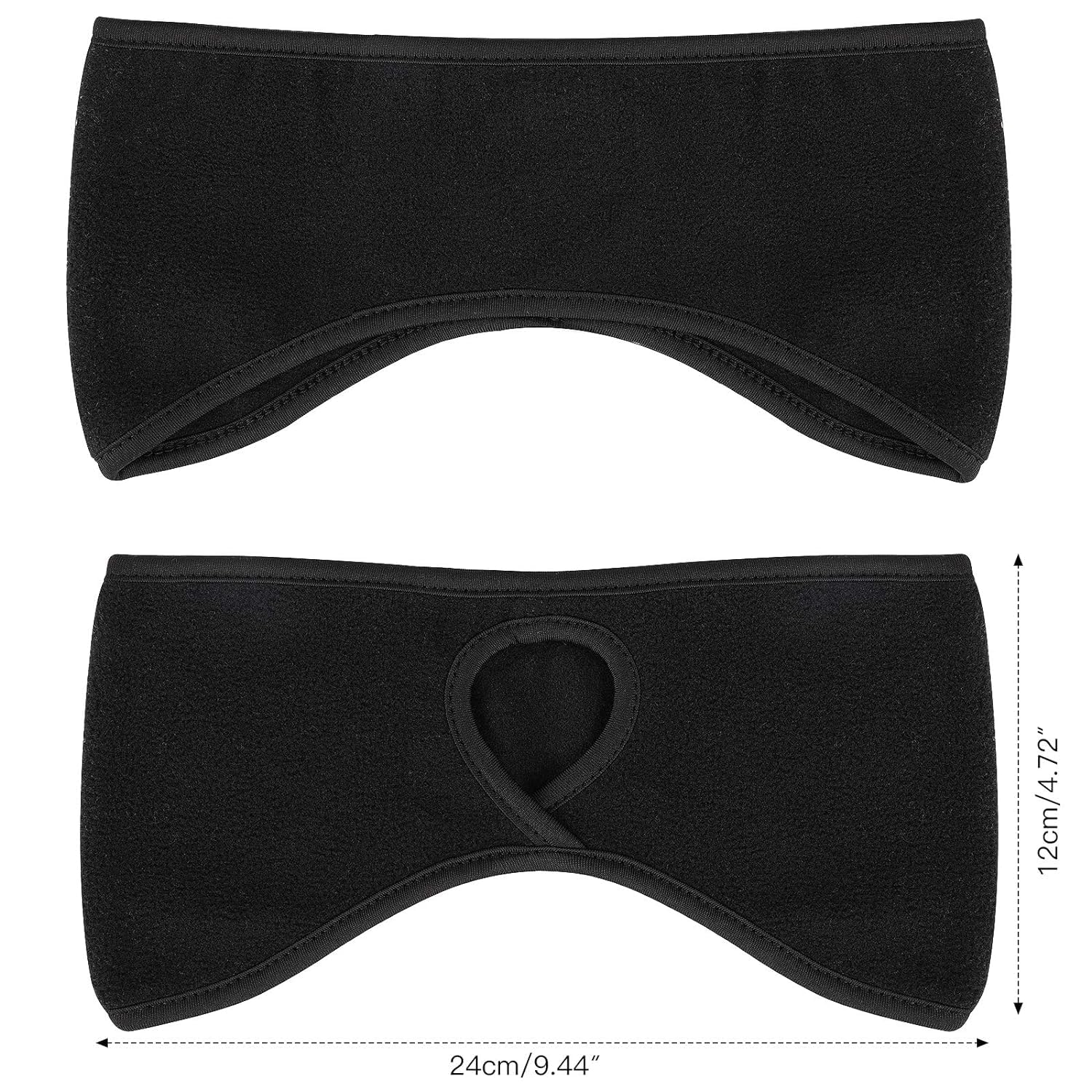 El Regalo 2 PCs Winter Fleece Ponytail Headbands- Ear Warmer/Earmuff Headbands with Ponytail for Men, Women, Girls, Boys Fleece Ear Warmers Headband for Cold Weather Ski Yoga (Black & Black)
