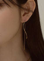 El Regalo Stainless Steel Ati Tarnish- NO RUST Earrings- Rose Gold Plated Stainless Steel Cute Stud Earrings for Women/Girls (Wave Threader Earrings)