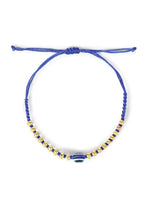 El Regalo 2PCs Simple Evil Eye Silver & Golden Beads Bracelet Rakhi Set for Brothers/Bhaiya-Bhabhi with Roli Chawal In Rakhi Gift Box- Elegant Rakhi for Bhai (Red & Blue Golden)