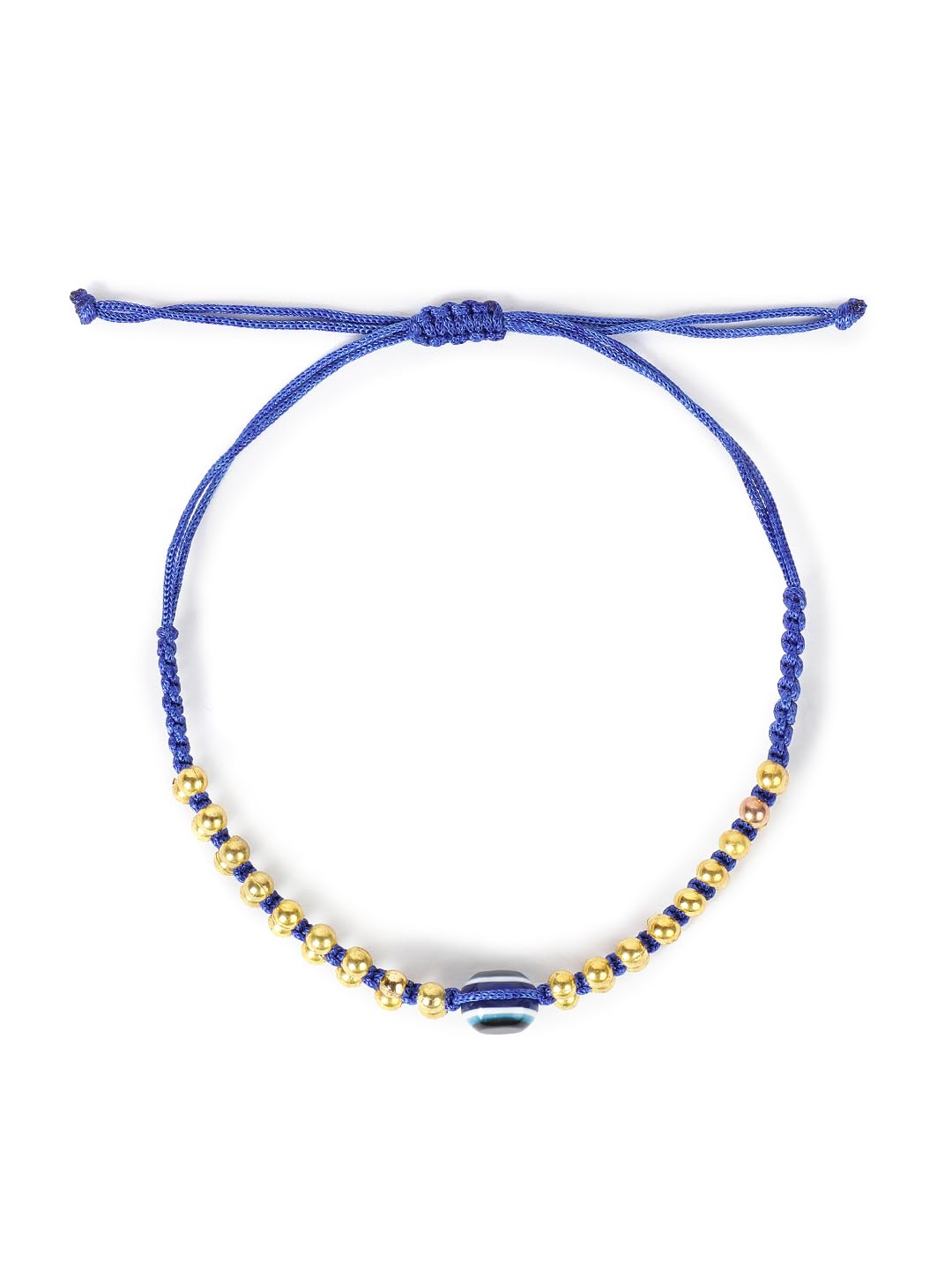 El Regalo 2PCs Simple Evil Eye Silver & Golden Beads Bracelet Rakhi Set for Brothers/Bhaiya-Bhabhi with Roli Chawal In Rakhi Gift Box- Elegant Rakhi for Bhai (Red & Blue Golden)