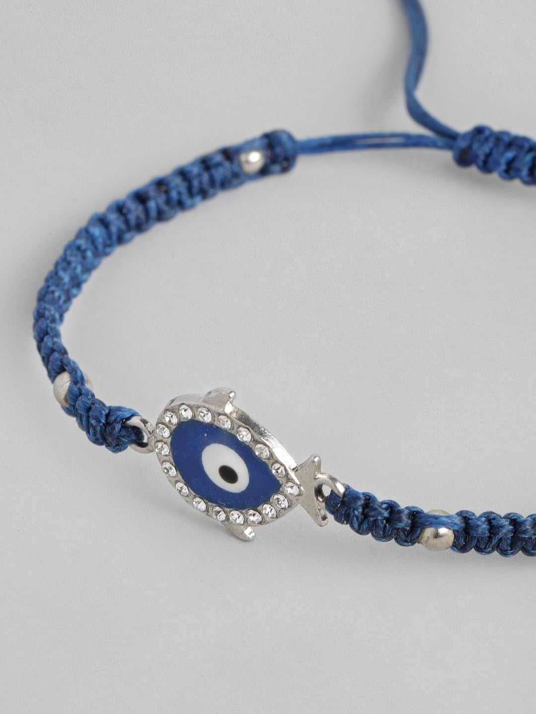 El Regalo 1PC Evil Eye CZ Bracelet Rakhi for Brother with Roli Chawal & Rakhi Message Card - Lucky Protection Rakhi to Avoid Negative Energies for Brother/Sister-in-Law/Niece or Nephew