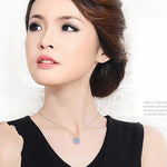 El Regalo Small Snowflakes Inlaid Rhinestones Crystal Pendant Necklace for Girls & Women (Light Blue)