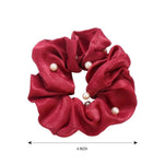 El Regalo 3 PCs Satin Silk Pearls Hair Scrunchies for Women/Girls- No Damage Silk Hair Ties with Delicate Pearls - Soft, Smooth & Shiny Hair Accessories (Color option-2)