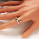 El Regalo Spinner Sunflower Zirconia Hug Ring- Adjustable 360 degrees Rotating Hugging Hands Ring for Girls/Women (You Are My Sunshine)