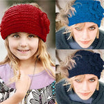 El Regalo's 1PC Winter Crochet Knitted Headwrap Headband with 3D flower & Button for Girls & Women- Ear Warmer Hair Muffs Band | Winter Designer Headbands for Teens & Women (Red)