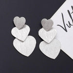 El Regalo Romantic Heart Tassel Metal Texture Long Earrings For Girls & Women Girls- Valentines Day Gift (Matt Silver)