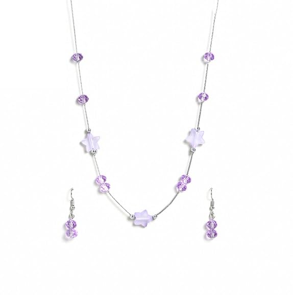 El Regalo Kids Jewelry Combo Set of 2 Necklaces & 2 Earrings Pairs- Shimmering Crystals Beads Necklace & Earrings Jewelry Set for Kids/Girls & Teens (Option-8)