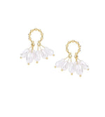 El Regalo Gold Beaded Pearl Hoop Earrings for Girls & Women - Elegant Cascading Teardrop Faux Pearl Drop Earrings - Boho Bridal Wedding Jewelry, Statement Dangle Hoops for Bridesmaids, Anniversary & Prom Gift