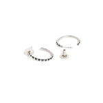 El Regalo 2 Pairs Tribal Oxidized Half Hoop Earrings, Huggie Earrings- Hammered Bohemian Oxidized German Silver Baali Earrings (Option-2)