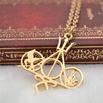 El Regalo Hungr Games The Mortal Instruments City of Bones Divergent Percy Jackson necklace for Girls & Boys (Silver & Gold)