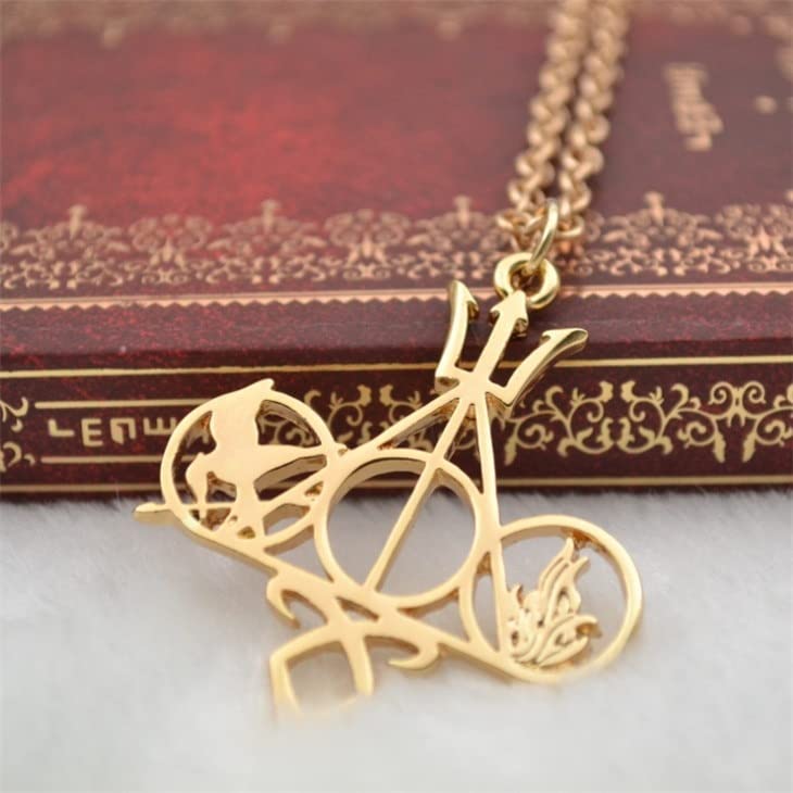 El Regalo Hungr Games The Mortal Instruments City of Bones Divergent Percy Jackson necklace for Girls & Boys (Silver & Gold)