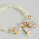 El Regalo 3PCs Opal Stone, Crystal Beads Tassel Bracelet With Cute Enamel Charms Star, Shell, Rainbow, Flowers, Swan, Pearls etc. for Kids/Girls/Teens/Women (Option-3)