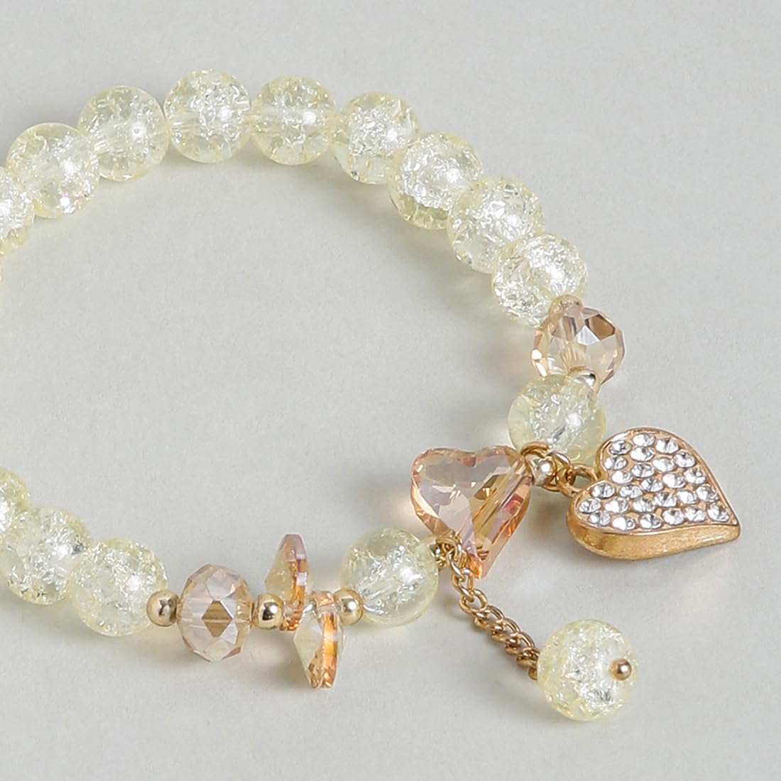 El Regalo 3PCs Opal Stone, Crystal Beads Tassel Bracelet With Cute Enamel Charms Star, Shell, Rainbow, Flowers, Swan, Pearls etc. for Kids/Girls/Teens/Women (Option-3)