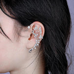 El Regalo 2PCS Butterfly Earrings Ear Cuffs Climber Wrap Around Earrings for Women/Girls- Fancy No Piercing Ear Clip Fairy Ear Jewelry (Silver)