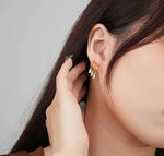 El Regalo Women's & Girl's Western Triple Ear Crawler Earrings- Triple Dangling Baguette Stone Earring- Exquisite Zircon Multilayer Earrings (Golden White)