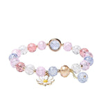 El Regalo 1 PC Dailsy Flower Sparkly Crystal Beads Tassel Bracelet for Girls/Teens/Women- Cute Crackle Beads Daisy Flower Stretch Bracelet (Multi Colored)