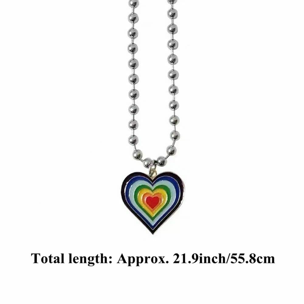 El Regalo 1 PC Cute Colorful Rainbow Cloud, Daisy Flower, Love Heart Pendant Necklaces for Toddlers/Kids/Girls/Teens/Women (Love Heart Pendant)