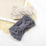 El Regalo 1 PC Knitted Winter Woolen Warm Headband with Buttons for Face Mask Cover | Cold Weather Hair Accessories Head Wrap | Criss Cross Bow Winter Headbands for Girls/Teens/Women (Off White)