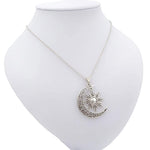 El Regalo Sun Crescent Moon Necklace- Vintage Gothic Sun Moon Pendant Neckalce for Women Girls Statement Jewelry Gifts (Crescent Moon Sun with Chain)
