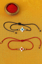 El Regalo 2PCs Evil Eye Minimalist Rakhi Combo Set for Brothers/Bhai-Bhatija with Roli Chanwal, Rakhi Message Card in Rakshabandhan Box