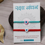 El Regalo 2PCs Rakhi Combo Set for Bhai-Bhabhi or Bhai-Bhatija/Bhatiji- 2 Evil Eye Rakhis Set with Roli Chanwal, Rakhi Card in Rakhi Gift Box (Option-4)