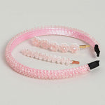 El Regalo 3 PCs Rhinestone Crystal Headband & Hair Clips Set - Shiny Non-Slip Beaded Party Hairband Hair Band with 2 Hair Clisp - Hair Accessories Hair Decoration for Women Girls (Pink)