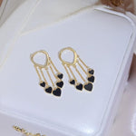 El Regalo Love Hearts Tassel Hoop Earrings for Women/Girls- Heart Huggie Hoop Chains Earrings (Gold)