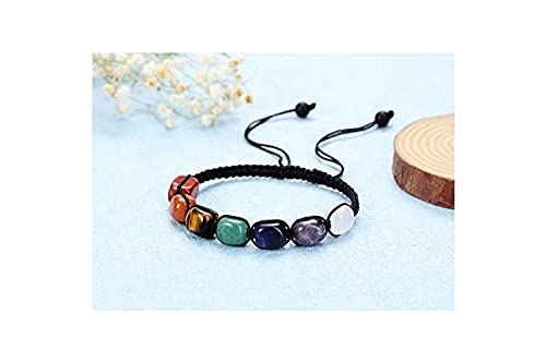 El Regalo 7 Chakra Unisex Bracelet | Stone Yoga Reiki Healing Crystal Braided Rope | Energy Balancing Beads for Chakra Balancing