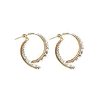 El Regalo Women's & Girl's Cross Curved Earrings, Curved Stick Front Back Linear Drop Hypoallergenic Earrings (Mesh Golden)