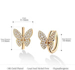 El Regalo Cubic Zirconia Butterfly Huggie Hoop Earrings - 14K Gold Plated Small Hoops for Girls, Teens & Women | Hypoallergenic Tiny Butterfly Earrings