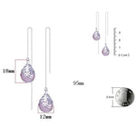 El Regalo Modern Opal Cat's Eye Drop Threader Earrings for Girls & Women - Perfect Valentines Day Gift for Her (Pink Threader)