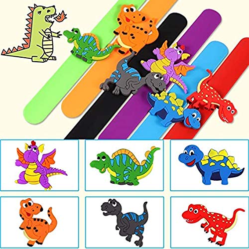 El Regalo 2 PCs Dinosaurs Snap Slap Bands | Dinosaurs Wristband Kids Party Favors Slap Bands for Kids