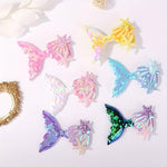 El Regalo 6 PCs Mermaid Hair Clips Glitter Reversible Sequin Bows Barrettes Set for Baby Girl Kids Teens & Women