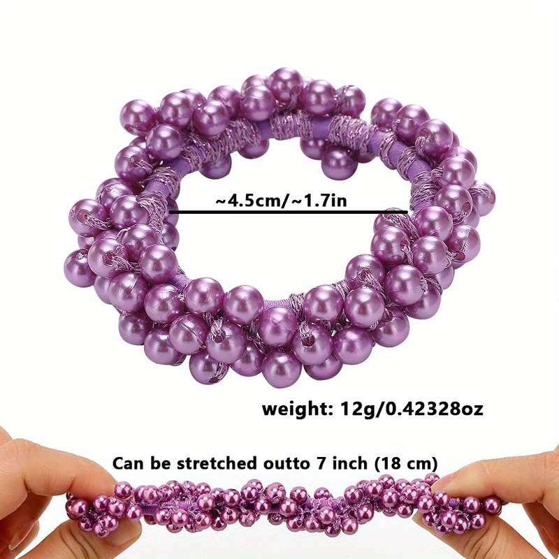 El Regalo 4PCS Fancy Pearls Hair Ties- Elastic Pearl Scrunchies Bead Hair Ropes Stretchy Hair Band Pearl Hair Scrunchies Hair Accessories for Women Girls (Color Options-2)