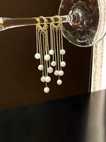 El Regalo Elegant Pearls Tassel Hoop Earring- Long Pearls Dangle Statement Party Hoop Earrings for Women & Girls