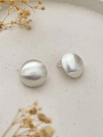 El Regalo Matte Silver Brushed Half-Ball Stud Earrings for Women & Girls | Minimalist Frosted Dome Geometric Earrings | Hypoallergenic Jewelry Gift