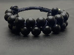 El Regalo 1 PC Tiger Eye & Black Onyx Matte Finish Double Layered Unisex Adjustable Bracelet - Men & Women Bracelet For Reiki Healing (Black Matt Stones Bracelet)