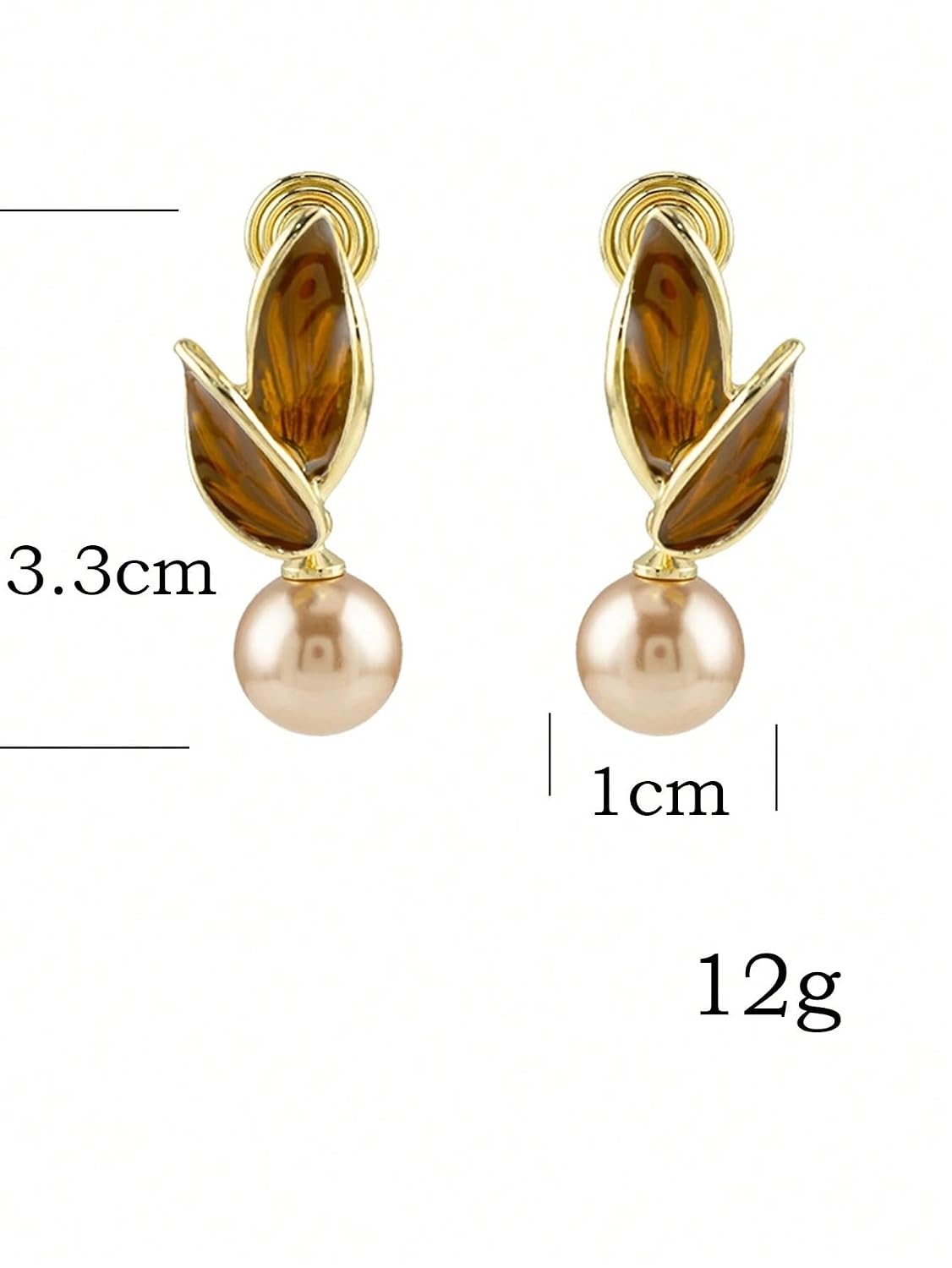 El Regalo Exquisite Champagne Leaf Pearl Drop Earrings for Women - Vintage Glossy Pearl Leaf Stud Earrings - Elegant Jewelry for Special Occasions