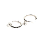 El Regalo 2 Pairs Tribal Oxidized Half Hoop Earrings, Huggie Earrings- Hammered Bohemian Oxidized German Silver Baali Earrings (Option-1)