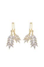 El Regalo Brynlee Leaf Filigree Crystal Drop Leverback Earrings- Fashion Crystal Leaves Statement Earrings for Girls & Women