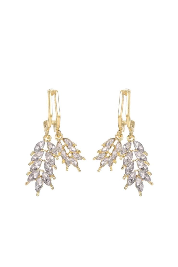 El Regalo Brynlee Leaf Filigree Crystal Drop Leverback Earrings- Fashion Crystal Leaves Statement Earrings for Girls & Women