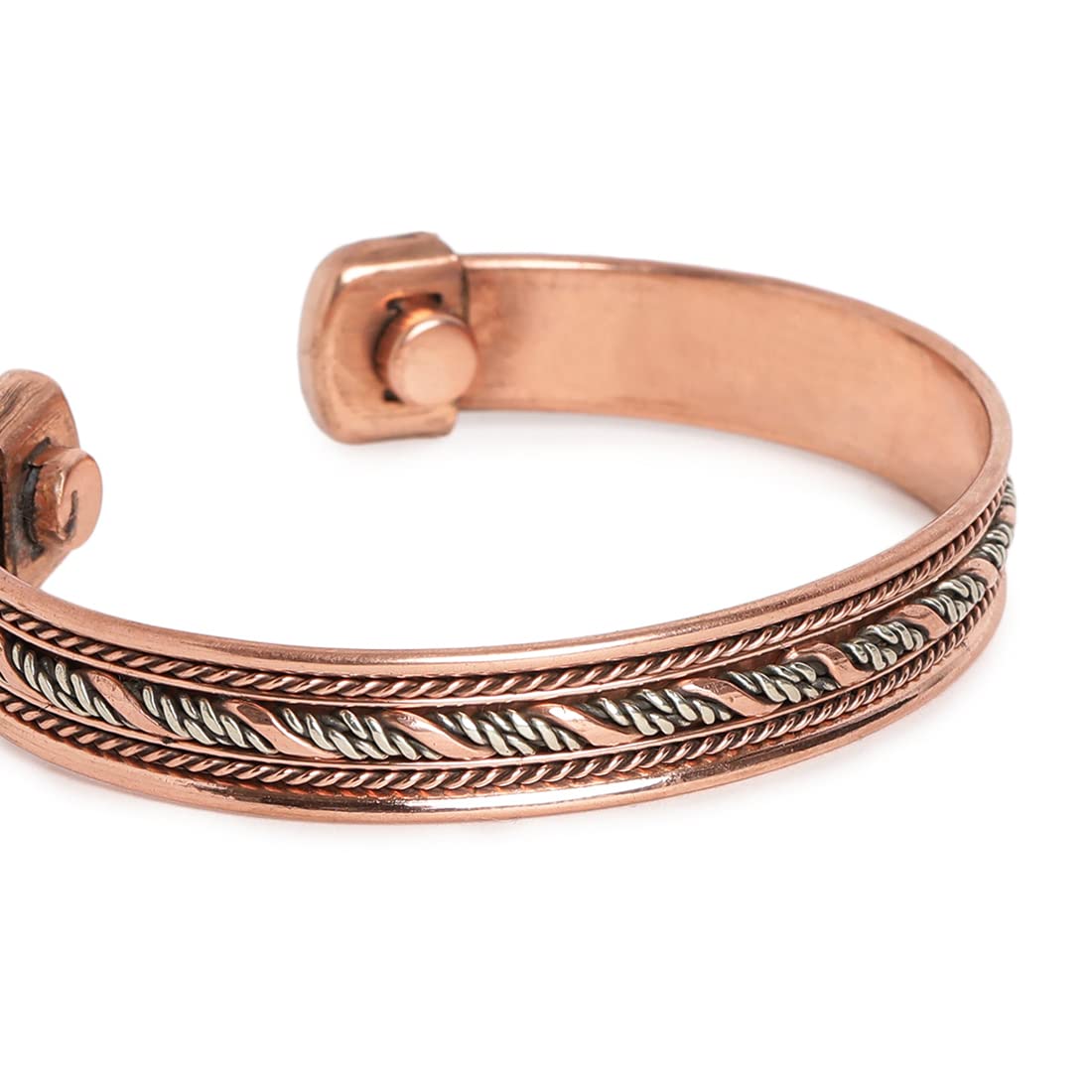 El Regalo Unisex 2PCs Pure Copper Magnetic Bracelet Combo Set for Joint Pain Relief/Arthritis - Slim Minimalist Style - Adjustable Magnetic Therapy Healing Copper Fashion Jewelry (Option-4)