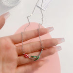 El Regalo Pink Tulip Flower Necklace- Sleek Oil Dripping Tulip Pendant Chain Necklace for Girls & Women