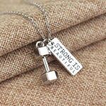 El Regalo "Strong Is Beautiful Fitness Gym Dumbbell Unisex Pendant Necklace for Boys/Men/Women/Girls