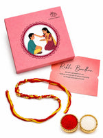 El Regalo Traditional Moli Rakhi for Brother | Long Braided Kalava Raksha Sutra Thread | Red Yellow Sacred Mauli Dhaga | Handmade Minimalist Rakhi for Men & Boys | Raksha Bandhan