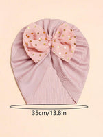 El Regalo 1PC Baby Turban Headband - Soft Nylon Bow with Golden Polka Dots - Newborn to Toddler Headwrap for Baby Girls - Stretchy & Comfortable Fit for 6 Months to 5 Years (Lavender, One Size)