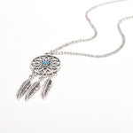El Regalo Vintage Dream Catcher Feather Earrings Necklace for Girls/Women- Turquoise Bohemian Ethnic Fringe Tassel Dangle Jewelery Set