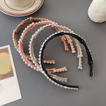 El Regalo Stretchable Foldable Pearl Headband for Women & Girls - Elegant Anti-Slip Hairband for Long & Short Hair, Portable Retractable Hair Accessory for Travel & Everyday Wear (Grey, One Size)