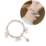 El Regalo Women's 1Pc Beautiful Lily Of The Valley Flower Tassel Beads Bracelet- Pink, Green & White Lilly Bells Pearl Vintage Bracelet